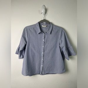 Scotch & Soda Amsterdams Blauw Bell Sleeve Button Down